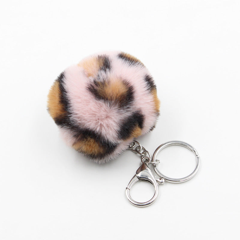 Wholesale Polyester Leopard Fur Ball Keychain